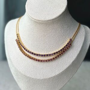 Elegant half tennis necklaces amethyst garnet rhodolite 18k sterling silver